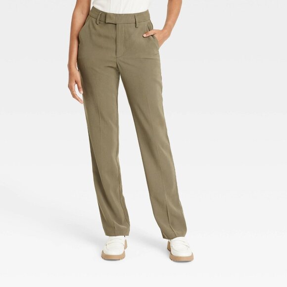 a new day Pants - Size 14 - Womens High-Rise Regular Fit Full Length Straight Stovepipe Trousers